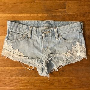 Lace Denim Shorts